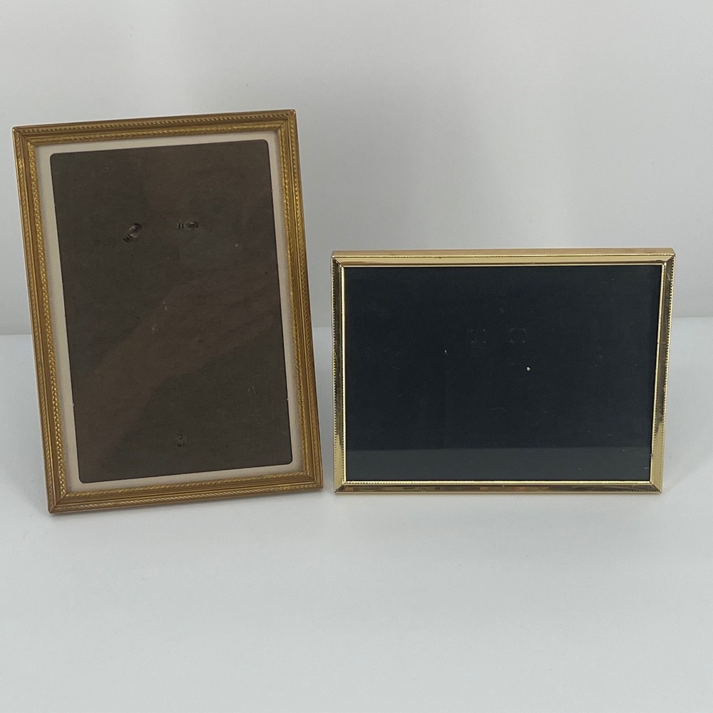 Vintage Brass Picture Frames Set of 2 Ornate Gold Metal Photo Frames 5x7 4x6